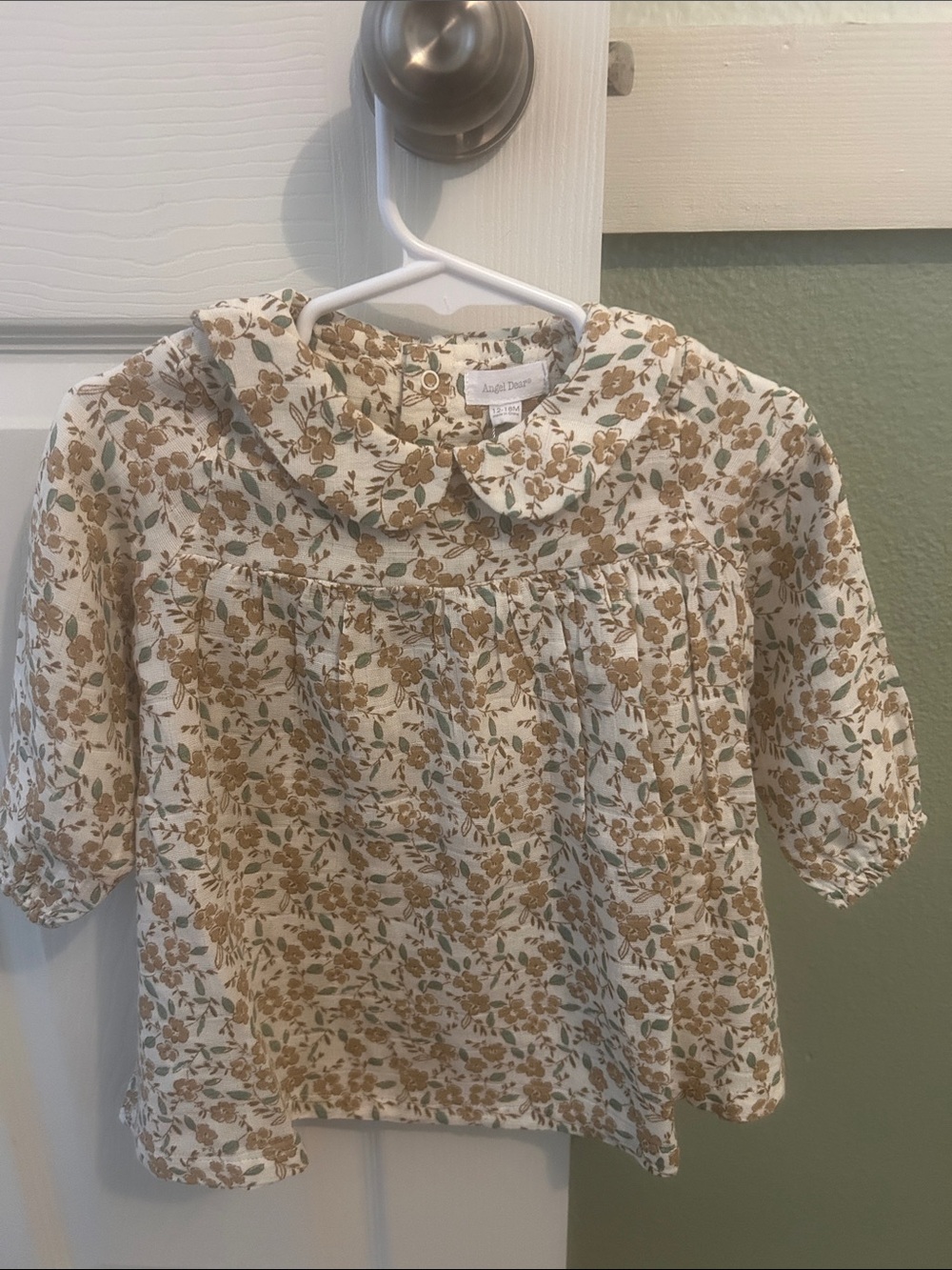 Angel Dear Cream Floral Peter Collar Blouse